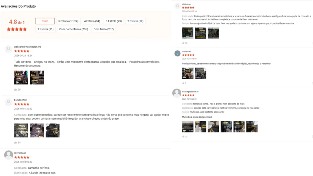 avaliações de pessoas do produto Parafusadeira Furadeira Nakasaki 25V na shopee
